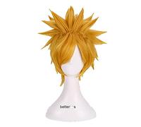 WHBHD Uzumaki Cosplay Perruques 30cm Courte Golden Jaune Résistant à la Chaleur Perruque de Cheveux Synthétique + Perruque
