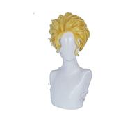 WHBHD Yoshikage Kira Cosplay JoJo Bizarre Adventure Cosplay Hommes Short Golden Perruque Cosplay Anime Cosplay Résistant à la Chaleur Perruques synthétiques résistantes à la Chaleur