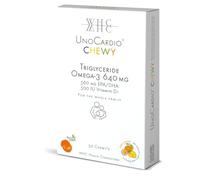 WHC UnoCardio Chewy, 640 mg Oméga-3 (320 mg EPA / 240 mg DHA) | Huile de Poisson en Forme Triglycéride (rTG) - Avec 500 UI Vitamine D3 - Arômes Naturels de Fruits - 30 Gommes