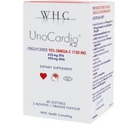 WHC UnoCardio X2 Complément Alimentaire Acides Gras Oméga-3 EPA Et DHA 60 Gélules