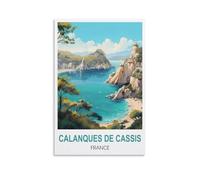 WHCHEEH Affiche vintage de voyage Calanques de Cassis France 20 x 30 cm Impression sur toile Décoration murale