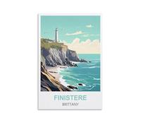 WHCHEEH Finistere Bretagne Poster vintage de voyage 30 x 45 cm Impression sur toile Décoration murale