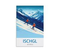 WHCHEEH Ischgl Poster de voyage vintage Autriche 60 x 90 cm Décoration murale