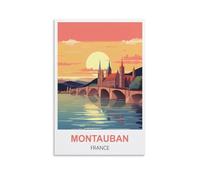 WHCHEEH Montauban France Affiche de voyage vintage 30 x 45 cm Impression sur toile Décoration murale