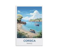 WHCHEEH Poster de voyage vintage Corse France 40 x 60 cm Impression sur toile Décoration murale