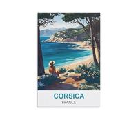 WHCHEEH Poster de voyage vintage Corse France 60 x 90 cm Impression sur toile Décoration murale