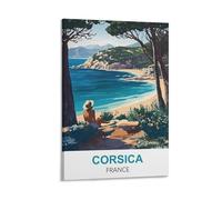 WHCHEEH Poster de voyage vintage Corse France 60 x 90 cm Impression sur toile Décoration murale