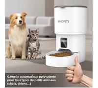 ®WHD© 4L Distributeur Automatique Croquettes Chat ,Programmable 1-6 Repas/Jour , Minuterie + Mémoire 10s ,Couvercle Pressé