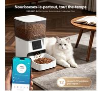 ®WHD© Distributeur Croquettes Automatique Connecté WiFi 2.4G 4L, APP & Appel Vocal, Pour Chat Chien Animaux