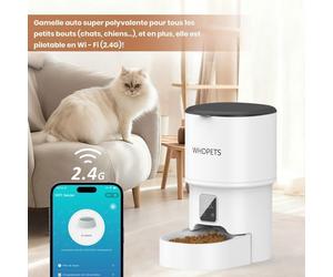 ®WHD©Distributeur de Croquettes Automatique 4L Contrôle par APP WiFi, Programmation 10 Repas par Jour,Pour Chats/Chiens/animaux