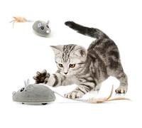 WHDPETS Jouet électrique pour chat - Souris de jeu pour chat - Avec queue en plumes - Jouet interactif avec câble USB pour le parcours et l'ennui