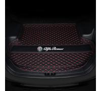 WHDPPP Tailored Auto Tapis de Coffre en Cuir pour Alfa Romeo Giulia 2017-2021 | Doublure Coffre Arrière avec Bords Surélevés | Housse Cargaison Tous Temps | Bac Protection, Black Red
