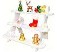 WHEARTED Présentoir en bois, 3 niveaux de rangement pour parfums et eau de Cologne, présentoir à cupcakes de ferme, présentoir de table pour vendeurs et usage domestique, étagère rustique pour bougies