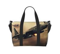 Wheat Field Sac de voyage à bandoulière résistant à l'eau, grand bagage à main avec sangle réglable, multi-compartiments pour la gym, les voyages, l'extérieur, Avion de guerre, Taille unique