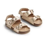 Wheat Garçon Kinder Zehenfreie Kork-Sandale Clara mit Blumen-Unisex-Echtes Leder Chaussure de première randonnée, 0204 Light Gold, 31 EU