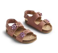 Wheat Garçon Kinder Zehenfreie Kork-Sandale Clara mit Blumen-Unisex-Echtes Leder Chaussure de première randonnée, 2021 Old Rose, 25 EU
