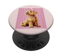 Wheaten Terrier Ruban Motif Chien Fille Coquette Nœud Rose PopSockets PopGrip Adhésif