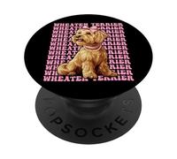 Wheaten Terrier Ruban Motif Chien Fille Coquette Nœud Rose PopSockets PopGrip Adhésif
