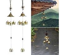 WheatThrive Carillon éolien, décoration de jardin, suspension extérieure, cloche en alliage de bronze, porte-bonheur Feng Shui, 3 cloches pour la maison et la terrasse