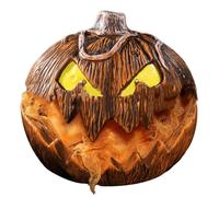 WheatThrive Citrouille animatronique d'Halloween, accessoire effrayant, activation vocale, yeux lumineux, décoration d'horreur pour fête à la maison