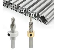 WheatThrive Guide de perçage profilé en Aluminium, positionneur de poinçon M6 M8, butée de Profondeur réglable, gabarit de perçage en métal HSS pour Bricolage