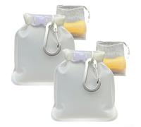 WheatThrive Lot de 2 sacs de rangement de savon de voyage en nylon étanches et étanches avec sac en maille à bulles pour accrocher, pour voyage, camping, extérieur, blanc