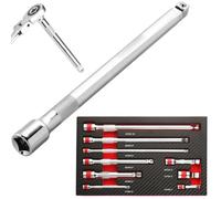 WheatThrive Lot de 9 rallonges de douilles 1/4 3/8 1/2", acier au chrome vanadium, poignée antidérapante, pour réparation de voiture