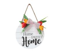 WheatThrive Panneau de bienvenue citron, guirlande de fleurs artificielles, décoration murale à suspendre au mur, décoration de porte en bois rustique pour entrée de maison