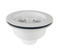 WheatThrive Passoire d'évier de cuisine, kit de vidage, bride en polypropylène de 114 mm pour éviers standard, noyau en acier inoxydable, blanc