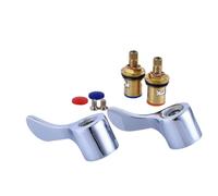 WheatThrive Poignées de robinet à levier, boutons de robinet, valves quart de tour, finition chromée pour lavabo, kit de remplacement en alliage de zinc avec 2 poignées et 2 valves pour réparation à