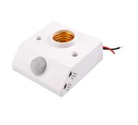 WheatThrive Support de lampe automatique à capteur infrarouge humain E27, prise LED AC85-265 V avec temps de retard réglable, contrôle de la lumière activé par le mouvement ABS pour la maison et le