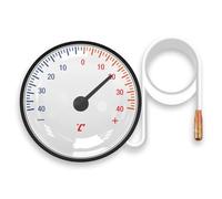 WheatThrive Thermomètre analogique à cadran avec tube capillaire de 1,4 m, plage de température de 0 à 120 °C, capteur en laiton, grand cadran facile à lire, pas besoin de piles