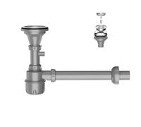 WheatThrive Tuyau d'évacuation d'évier de cuisine en acier inoxydable avec mécanisme de filtre extractible, 114 mm, tuyau dur amovible pour lavabo simple