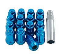 Wheel Accessories Parts Lot de 16 écrous de roue bleus pour VTT/UTV 10 x 1,25 cm, 3,5 cm de long pour voiture, petit diamètre, écrous de roue coniques verrouillables avec clé (M10 x 1,25, bleu)
