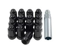 Wheel Accessories Parts Lot de 16 écrous de roue noirs pour VTT/UTV 10 x 1,25 cm, 3,5 cm de long pour voiture de petit diamètre, écrous de roue coniques verrouillables avec clé (M10 x 1,25, noir)