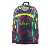 Wheel-Bee Sac à Dos, Design: Violet, avec Lumière LED Intégrée (Verte) et Bandes Réfléchissantes, Sac à Dos Scolaire, Sac à Dos, Visibilité dans l'Obscurité, 30 Litres, 950004