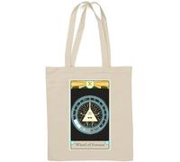 Wheel Of Fortune Sac fourre-tout en coton naturel avec logo pour carte de tarot Blanc