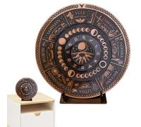 Wheel Of The Year Sign - Natural Wooden Wall Astrology Engraved Sign Board With Stand, Celestial Decoration, Decorative Accessories For Housewarming, Shower, Christmas, Thanksgiving, Halloween