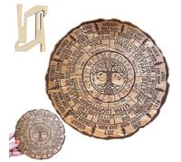 Wheel of the Year Wood Sign, Vintage Engraved Art Decor Wheel Calendar, Retro Handmade Solid Round Pagan Witch Plaque Calendars