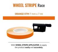 Wheel Stripes Bandes Adhésives Course Pour Jantes Moto Avec Applicateur, Orange Ktm, 7 Mm X 7 Mt