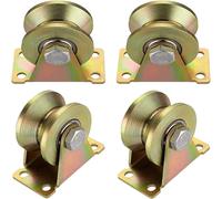 Wheel Throat V Single Pulley, Lifting Pulley, Single Pulley for Lifting Moulding, Rail Caster Gate Slider, Cable Pulleys for Winch Wheel Throat for Steel Ropes Etc (4 Pieces)