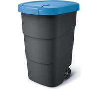 Prosperplast Wheeler Poubelle de 110 l, avec roues et couvercle, universelle, en plastique, bleue