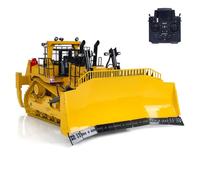 wheelfun Bulldozer hydraulique RC 1:14 D11T avec télécommande en métal - Système sonore lumineux - Moteur servo ESC - Modèle de qualité passe-temps (jaune et noir)