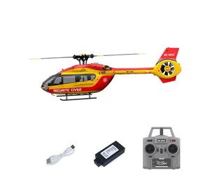 wheelfun Hélicoptère radiocommandé 1/30 RC Era 6 Ch C190 double moteur sans balais Rtf modèle d'avion H145 Aileronless Ducted Tail Rotor Hobby Grade Model (rouge et jaune)