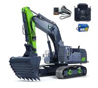 wheelfun RTR 1/12 Excavatrice hydraulique télécommandée 395F en métal robuste 6CH Valves RC pelleteuse moteur sans balais ESC Coupleur rapide pour enfants de 14 ans et plus