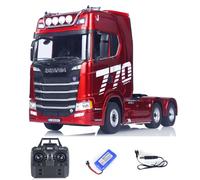 wheelfun US in Stock, 770S Plastique 1/18 RC Tracteur Truck Finie Modèle RTR Batterie 7,4 V Radio 19CH Lumière Effets Sonores Camion Voiture Hobby Grade Model pour Noël Anniversaire Cadeau (Rouge)