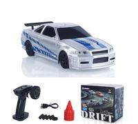 wheelfun Voiture de course RC Drift R34 1:43 avec 4WD | Mini modèle RTR complet avec télécommande 2,4 G et haute vitesse pour les fans de Drift