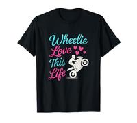 Wheelie Love This Life Neon Moto Humour Graphic T-Shirt