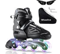 Wheelive Rollers Réglables pour Enfants, Rollers de Performance avec Roues Entièrement Lumineuses, Idéaux pour Les Garçons, Les Filles, Les débutants et Les Adultes