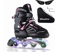 Wheelive Rollers Réglables pour Enfants, Rollers de Performance avec Roues Entièrement Lumineuses, Idéaux pour Les Garçons, Les Filles, Les débutants et Les Adultes